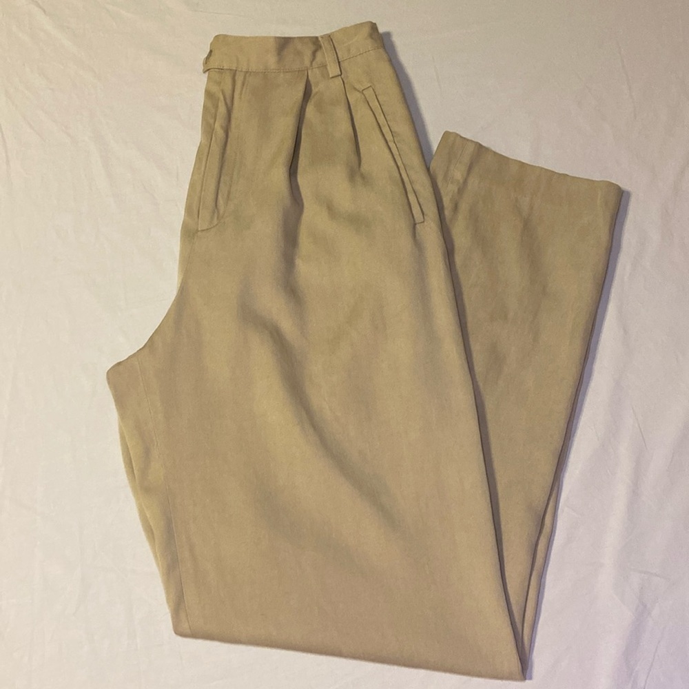 Banana Republic Light Tan Wide Leg Straight Trousers Size 6 EUC